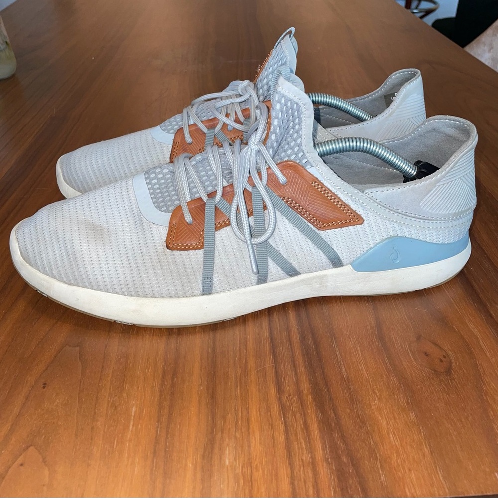 Olukai Mio Li Mens Size 14 Shoes Mist Grey/Poi Casual Drop-In Heel Oxford